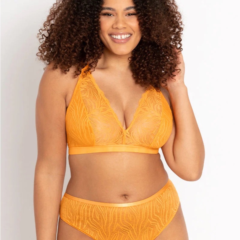 Vibrant Orange Lace Bralette and Panty Set